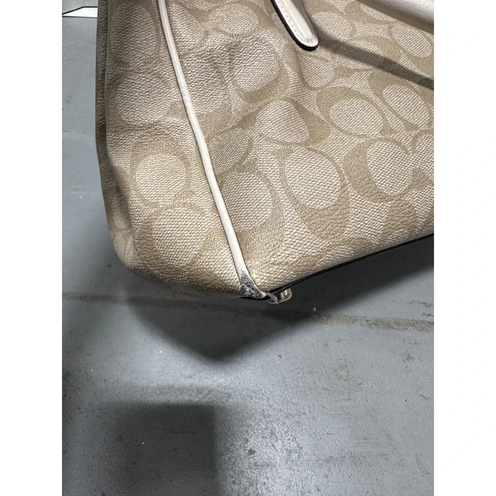 Coach Sierra Satchel Signature Coated Canvas Chalk White Handbag F58287